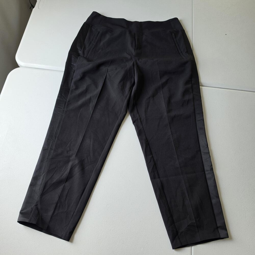 Athleta Pants Womens 14 Black Ankle Straight Leg Elastic Waist Travel Stretch